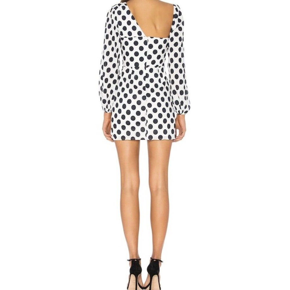 Lovers + Friends Andy Polka Mini Dress Asymmetric Neck Balloon Sleeve Size XL - Picture 11 of 12